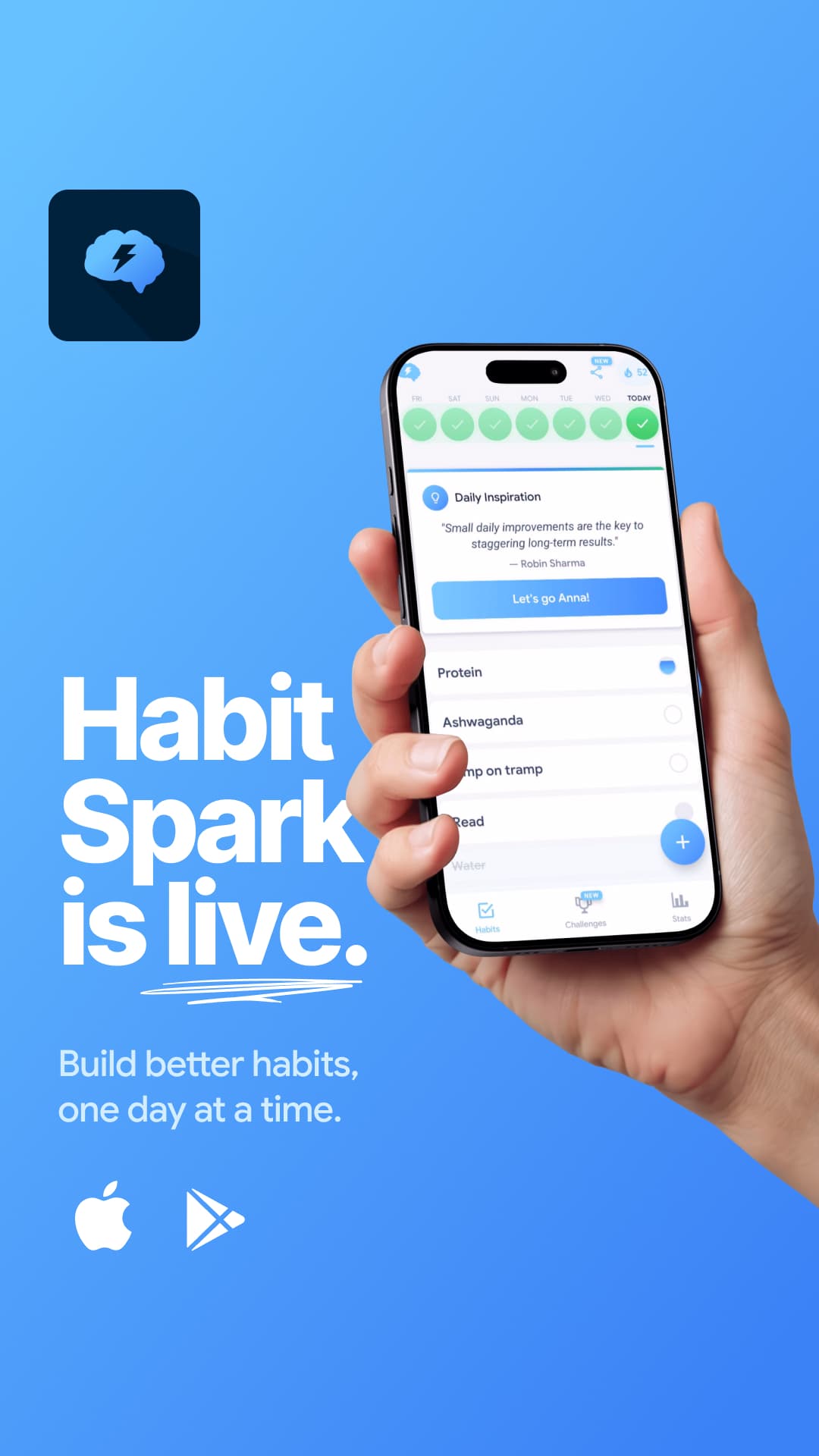 Habit Spark app screen 1