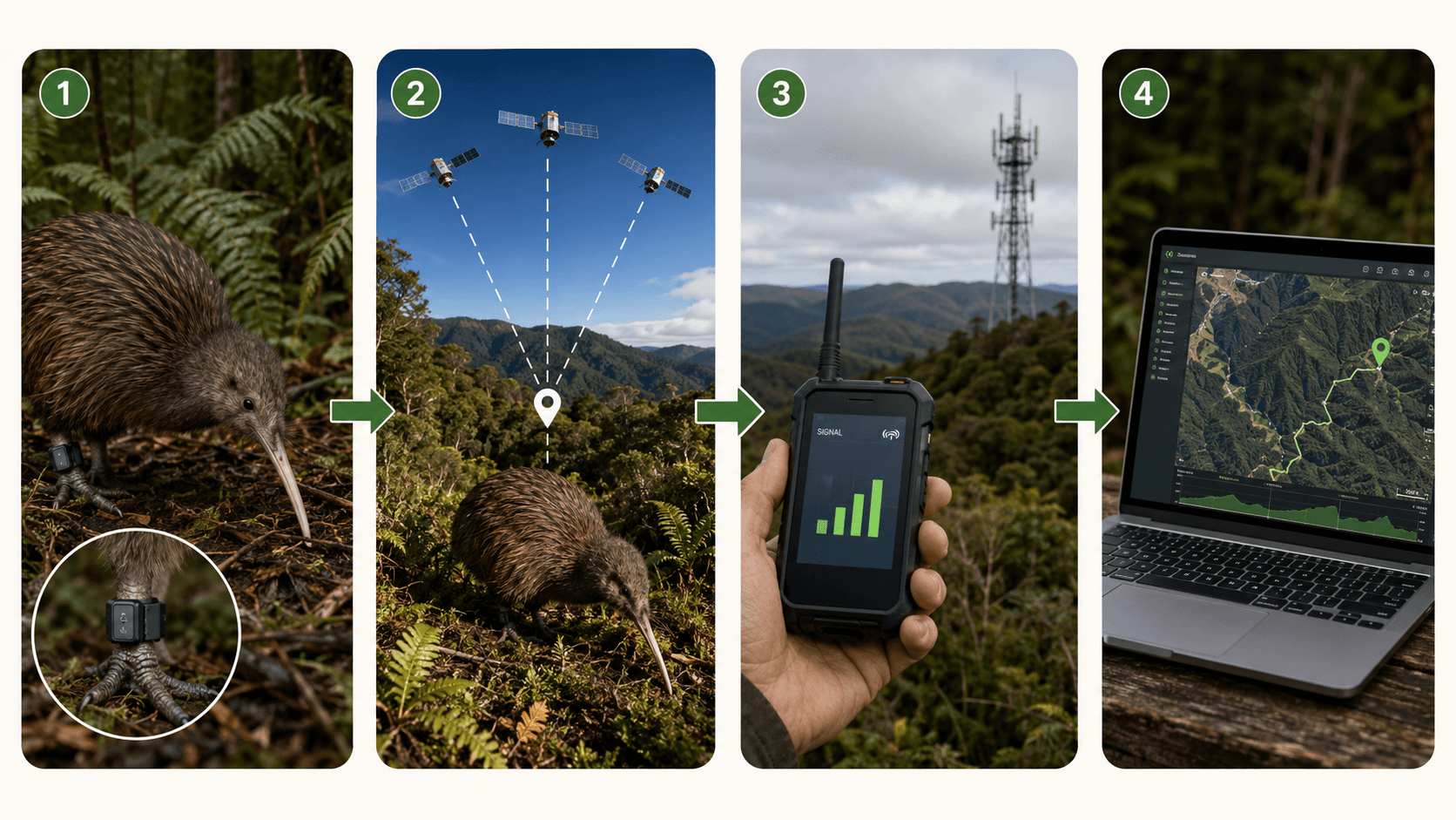 How kiwi tracking would work, step by step