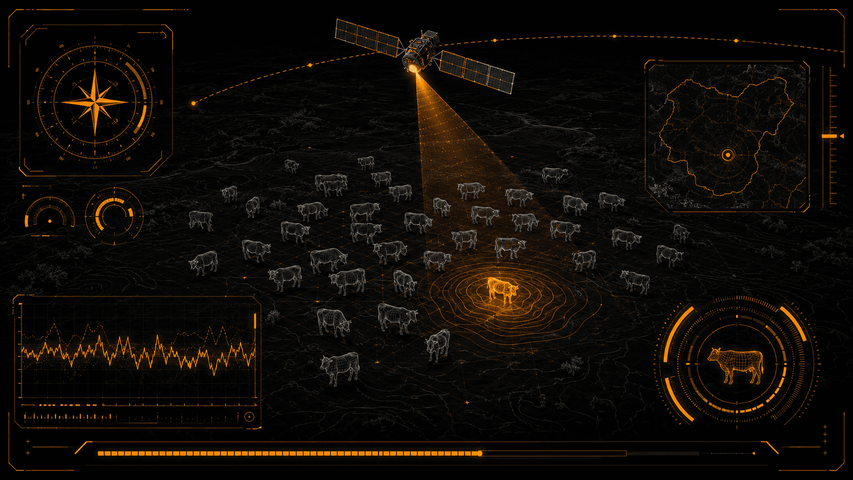 Schematic of satellite-linked herd monitoring
